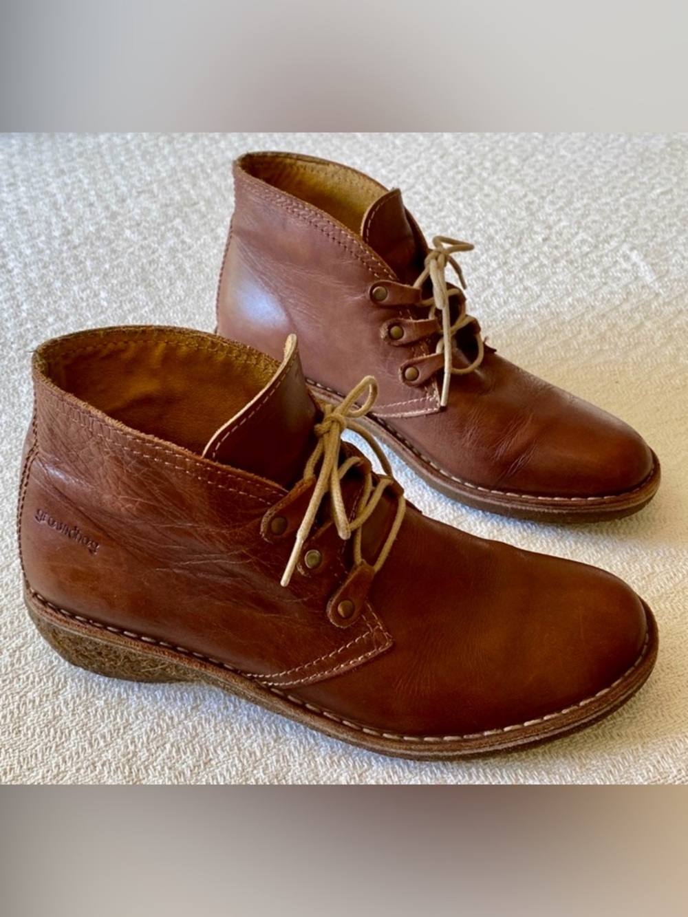 GROUNDHOG - SPECIALTY LEATHER CHUKKA OR DESERT BOOTS - COGNAC COLOURED